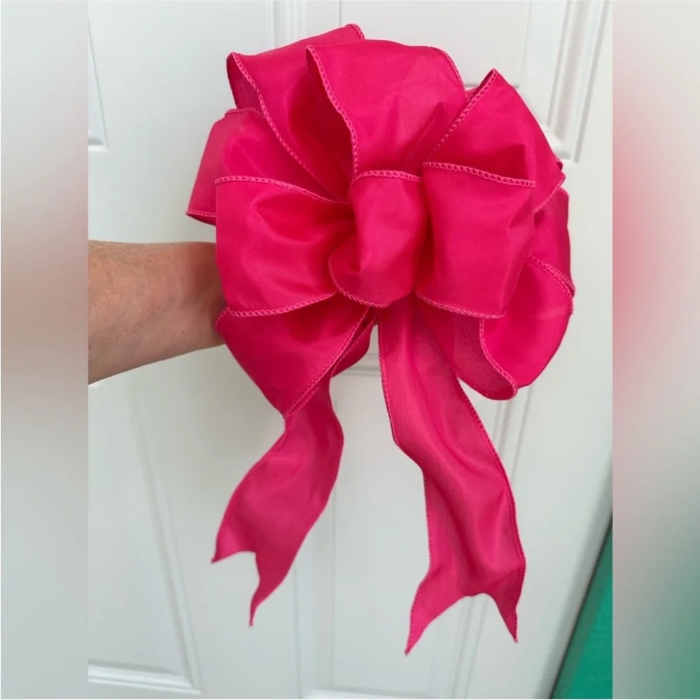 Bows Handmade Pink Wired Ribbon 10” x 8” & 9” X 7” Set of two